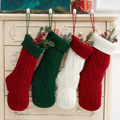 Fischgräte 46cm Groß Gestrickte Weihnachtsdekoration Garn Socken Süßigkeiten Geschenktüte Heimdekoration