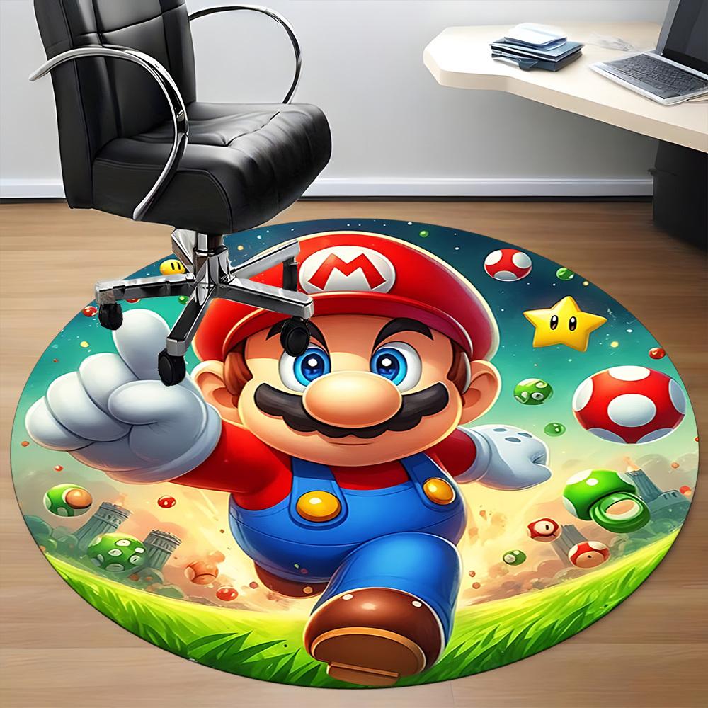 1pc Mario Adventure Office Round Area Rug, Indoor Mat Suitable For Office,Bedroom Living Room Home Decor, Room Deco a0926225