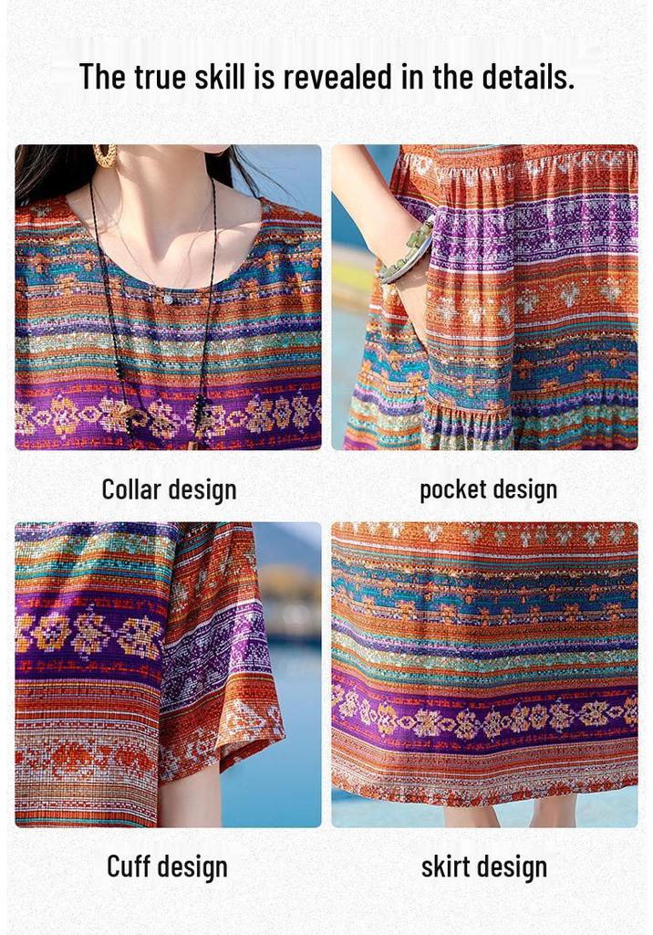 Bohemian Chiffon Midi Dress - Women's Plus Size, Slimming, Loose Fit, Summer Vacation Style (2026)