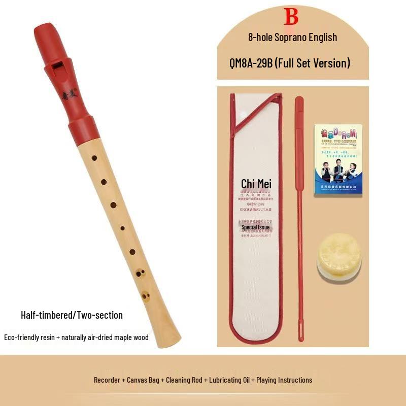 Chime Soprano Recorder: Half-Wood, Six/Eight-Hole, German/English Fingering, for Adults & Children.