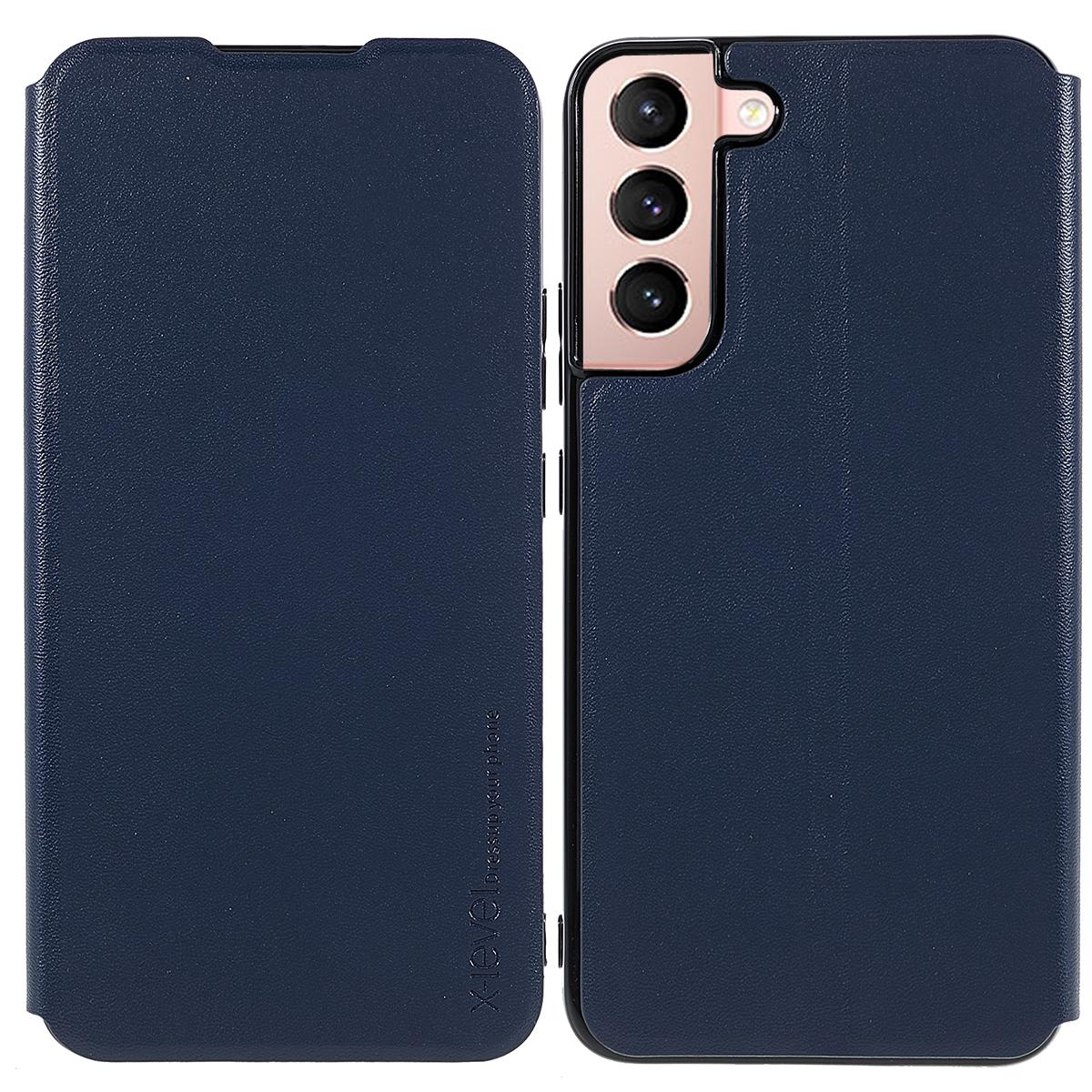 

Colorful-2 Series For Samsung Galaxy S23+ Case Magnetic Absorption Leather Phone Cover Dark Blue