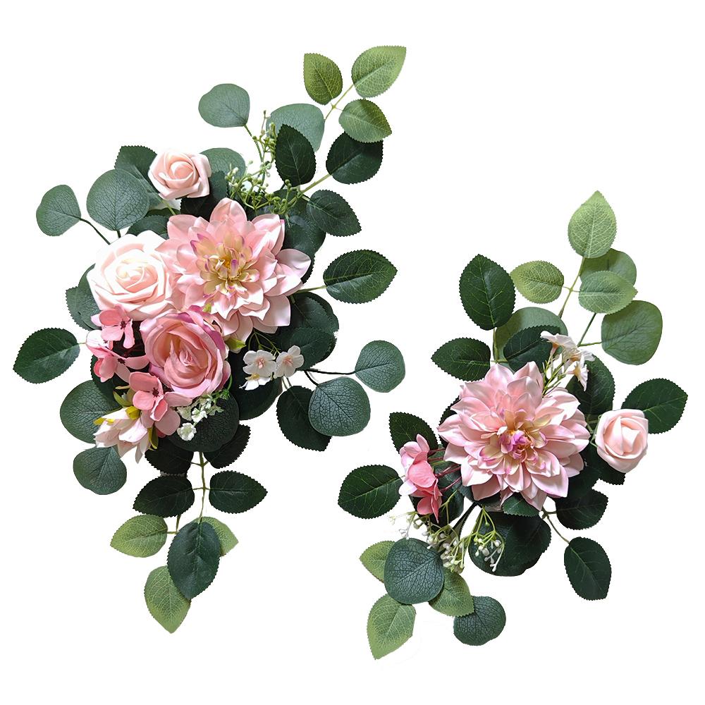 Wedding decor (pack of 2) Welcome Sign Flower Backdrop Garland For Ceremony Reception Wall Easel Outdoor Board Head Table Decor