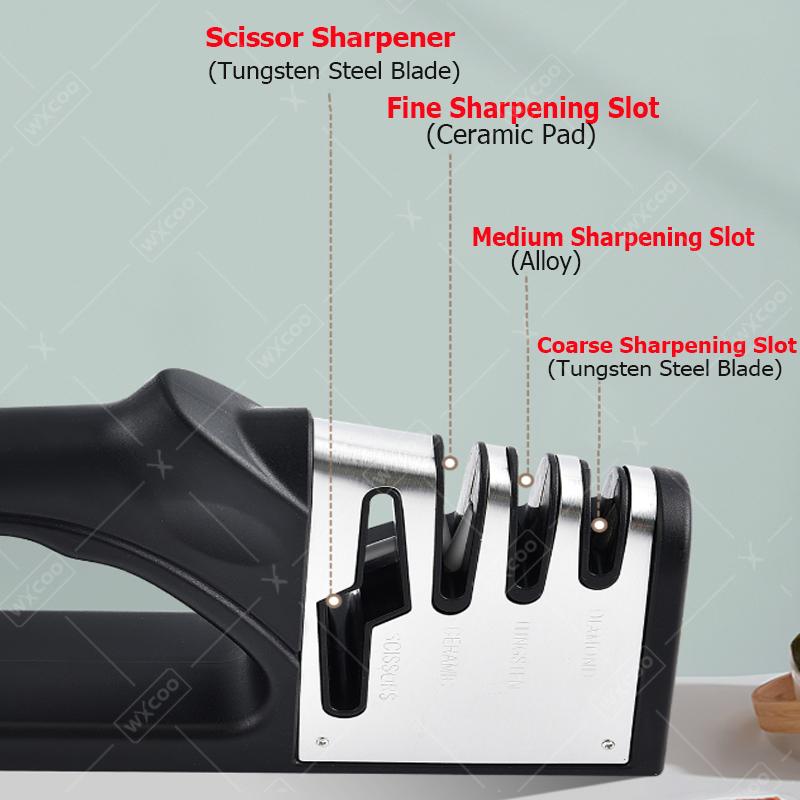 Kitchen Knife Sharpener 4 Segment Multifunctional Sharpening Tool Non-slip Portable Knife Sharpening Kitchen Gadgets Accessories