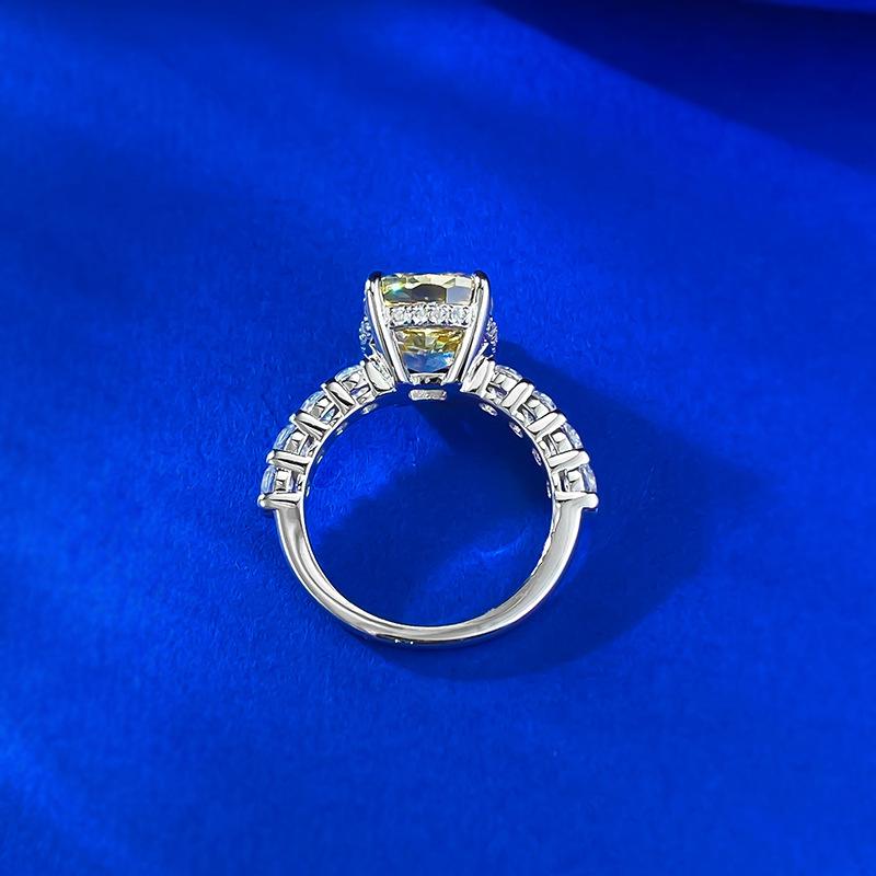 Schmuckinlay 9 * 10 Fester Quadratischer Gelber Diamantring Hoher Kohlenstoffdiamant Eisblumen Schliff Wind
