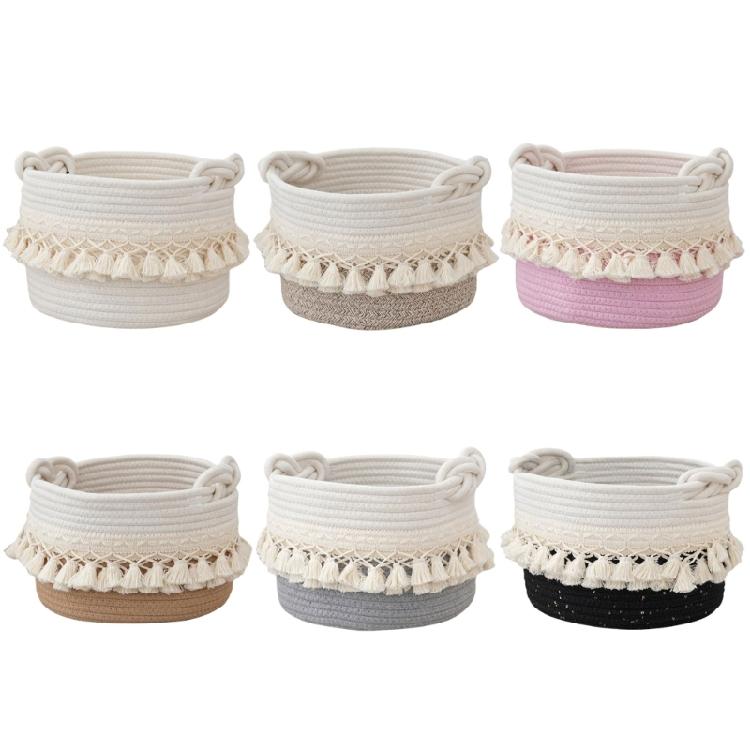 Practical Cotton Rope Storage Basket Durable Cotton Rope Storage Basket with Tassels Perfect For Any Room Decors