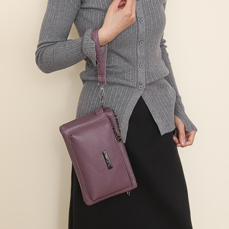 Multi-layer Handbag With Coin Purse Women's Crossbody Shoulder Bag Solid Color Envelope Bag