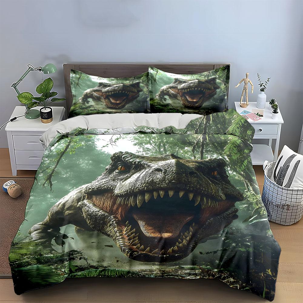 Ferocious Dinosaur In Forest Bedding Sets Duvet Cover Sets Duvet Covers Pillowcases(1 * Duvet Cover 2 * Pillowcases Without Duvet Insert)