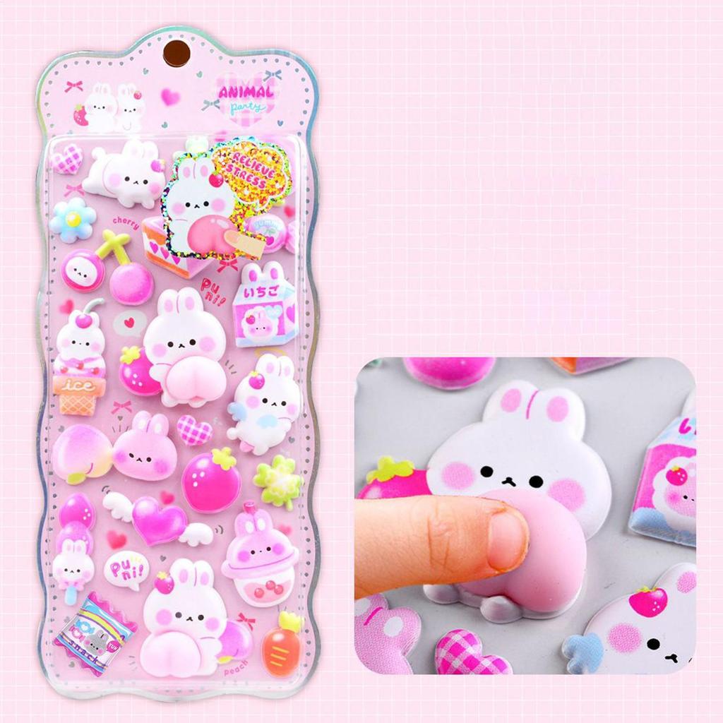 3D Relief Stickers Cute Animal Art Craft Decals Cartoon Animal Lovely Sticker For Notebook Scrapbooking Planners Journals Laptop