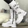 Ladies Punk Rock Platform High-heeled Boots with Thick-soled Handsome Side Zipper Chunky Boot Large Size Motorcycle Boots