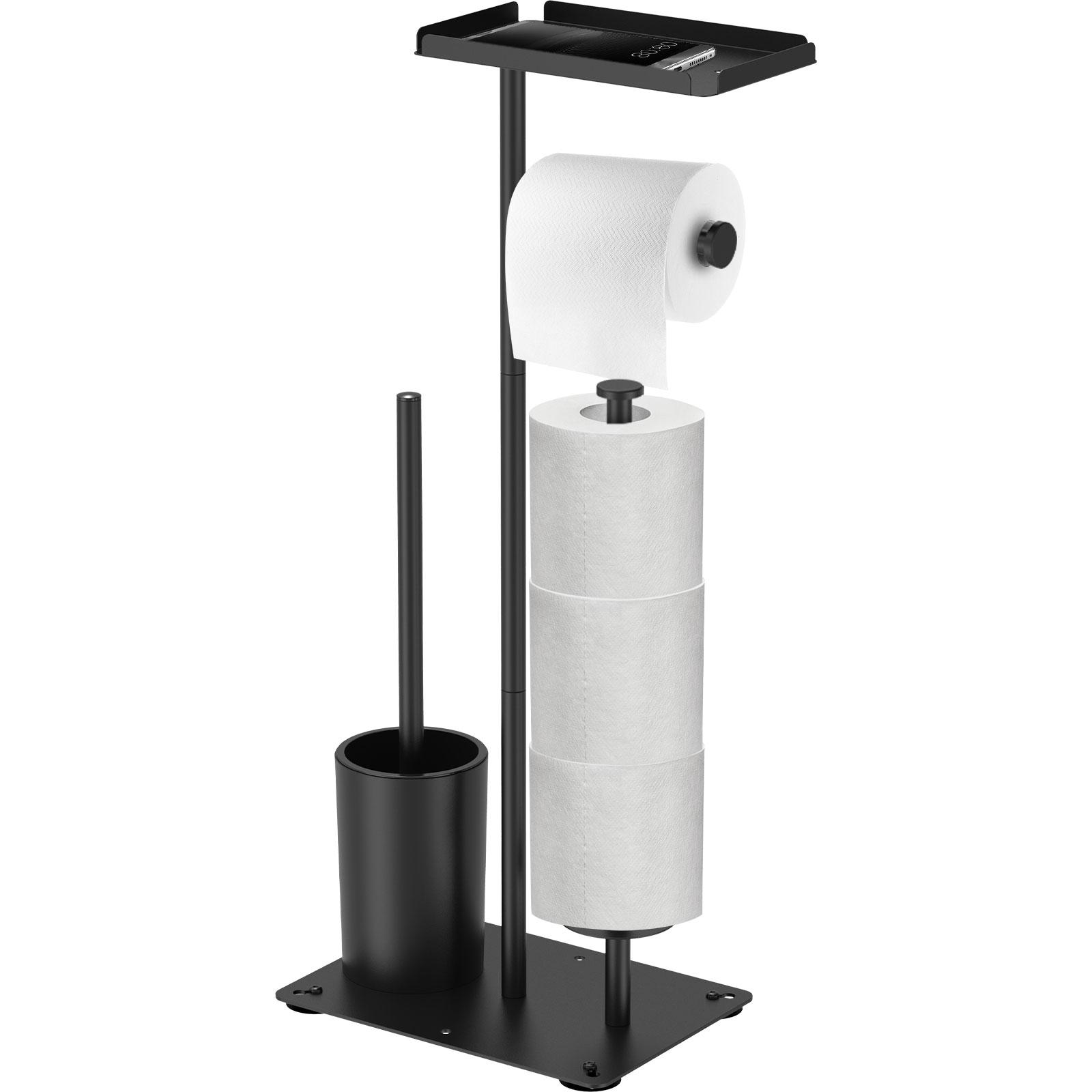 

Paper Towel Holder Bathroom Stainless Steel Floor Mounted Toilet Paper Holder Single Pole Kitchen Floor Shelf Bathroom Fixtures чорний