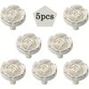 5/10pcs Vintage Rose Cabinet Knobs, Kitchen Minimalist Zinc Alloy White Drawer Pulls for Dressers, Nightstands, Cabinets, Closets with Screws