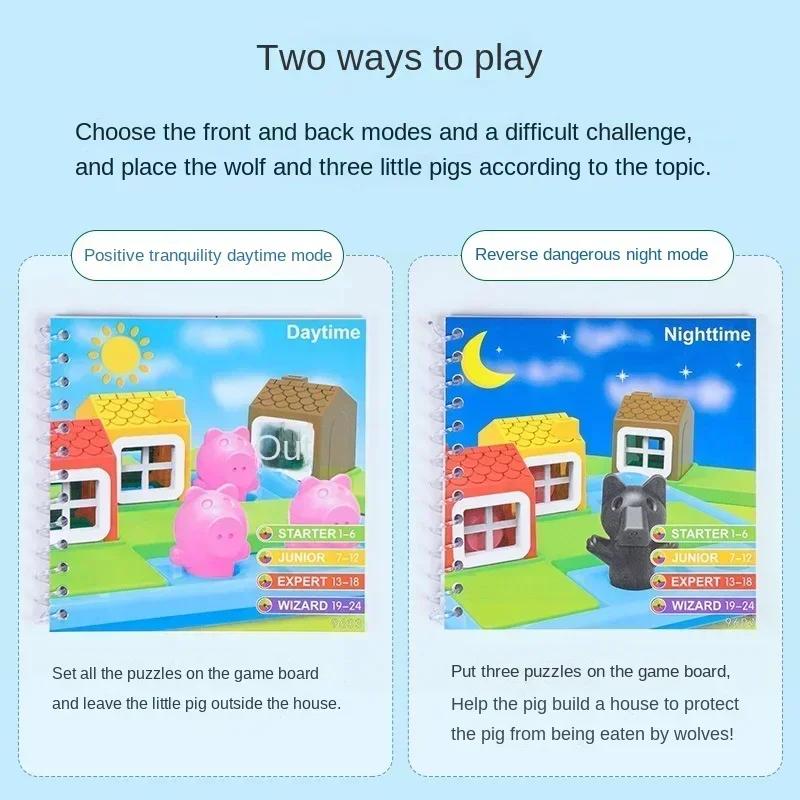 Montessori Three Small Pigs Smart Hide Seek Plate Games Featuring Solution Skill-Building Puzzle Logic Games Children Training Playthings