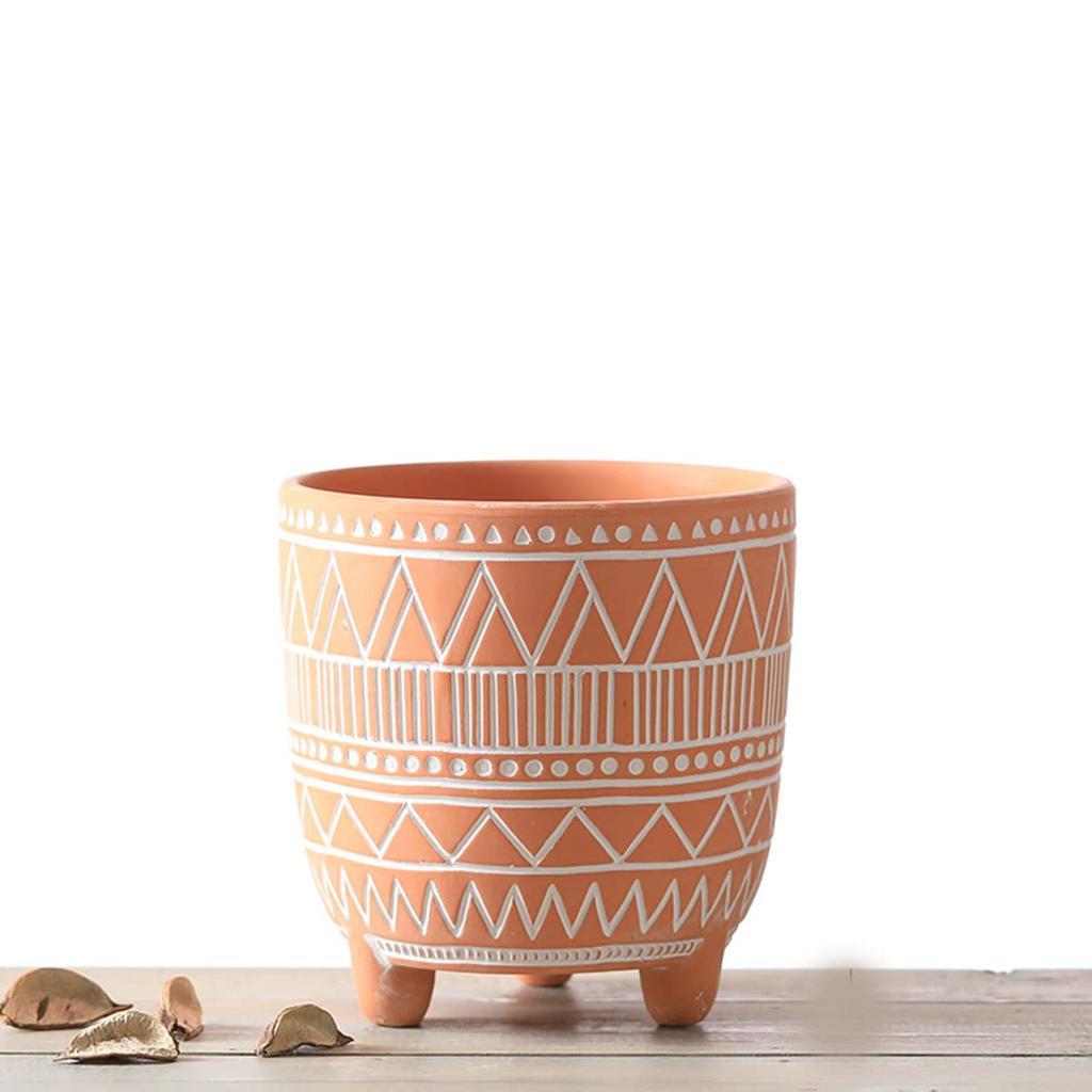 Vas ceramic elegant Jingde ware pentru flori, ghiveci cu trei picioare din teracotă, cu imitație roșie mată pe fund, plantă ornamentală în ghiveci cu flori retro