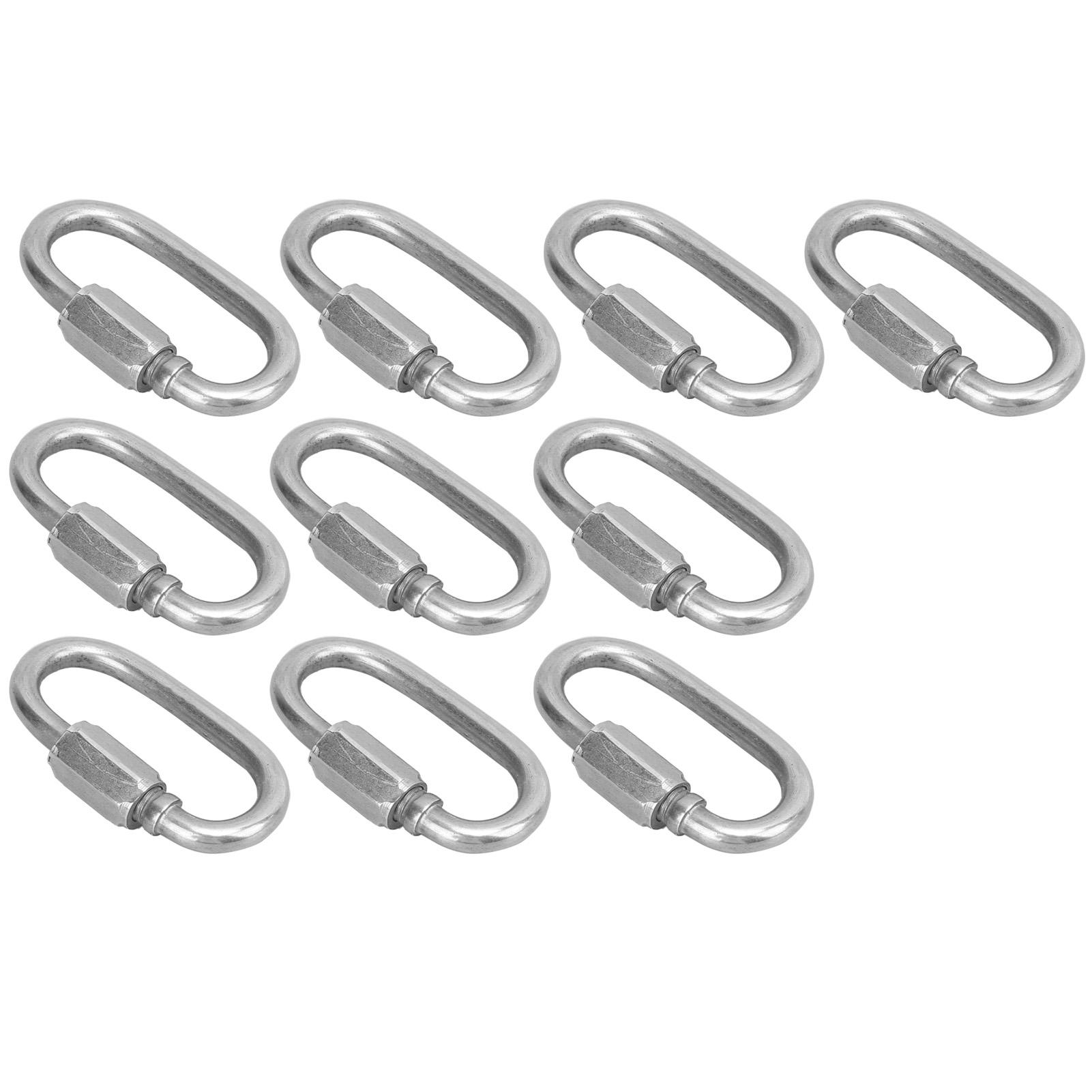 10 шт. M5 Быстросъемное звено Нержавеющая сталь Сверхпрочное Удлинитель цепи Винтовой замок D-образный Стопорный карабин