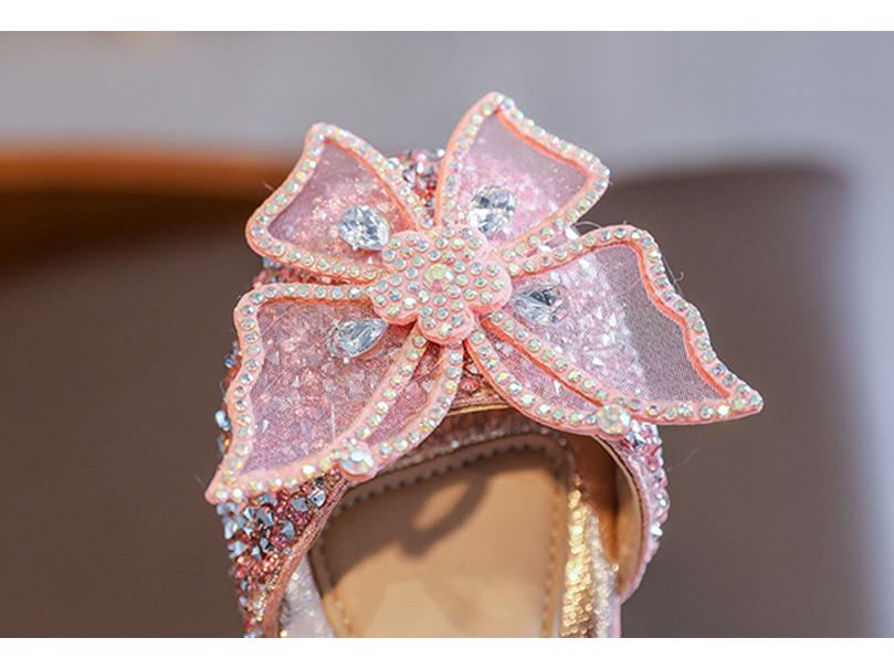 2023 Frühling/Sommer Koreanische Strass Weichsohle Mädchensandalen - Prinzessinnenstil Tanzschuhe