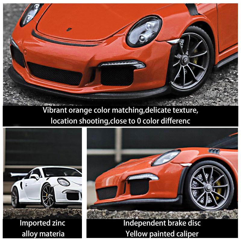 1/24 WELLY Porsche 911 GT3 RS sulamist sportauto mudel survevalu metallist mänguasja võidusõiduauto mudel High Simulation Collection, kingitus lastele