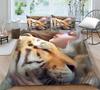 Duvet Cover Set Queen King Size Tigers and White Haired Girls Printed Luxuny Bedding Cover Suit with Pillowcase Home Textiles
