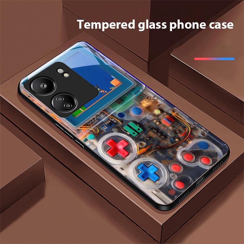 Console di Gioco Per Xiaomi Redmi 13C Note13 12 Pro Plus 5G Note 9 13T Pro POCO X6 F5 F6 Custodia Nera in Vetro Temperato per Telefono