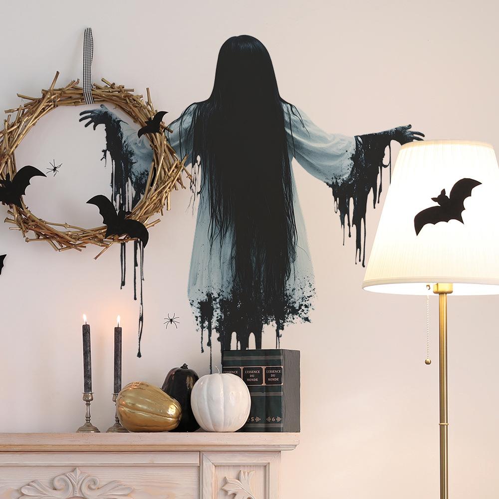 Halloween Horror Faceless Female Ghost Home Atmosphere Decoration Stickers