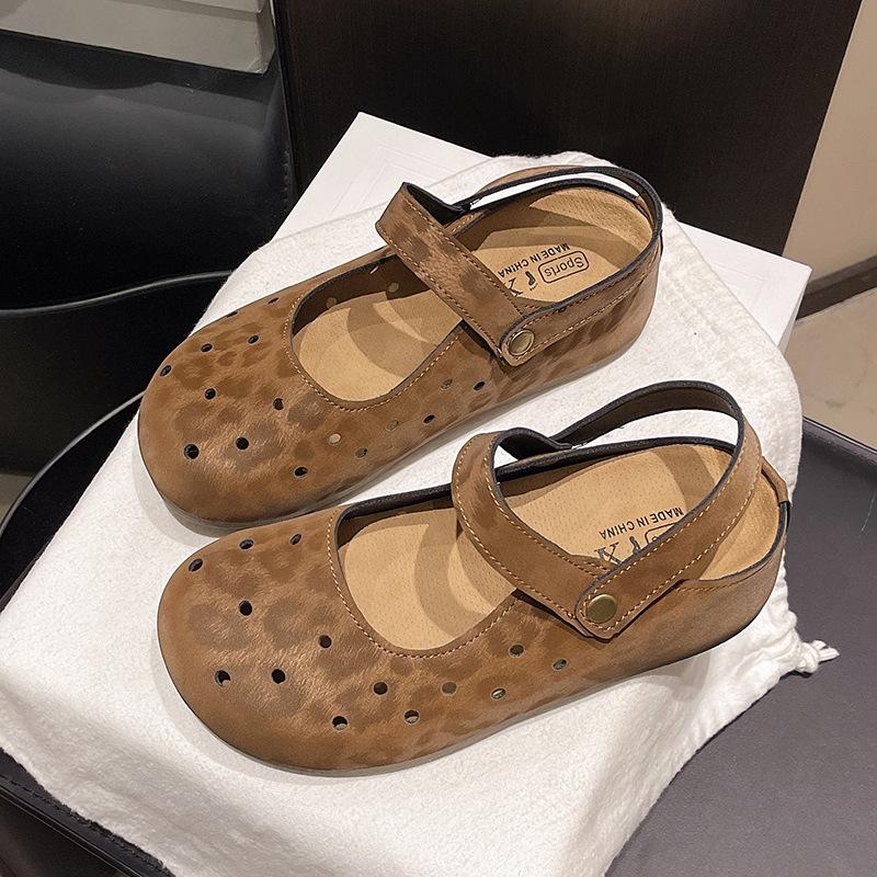 Inner height increase retro versatile casual single shoes women's summer new ballet style round head with small leather shoes