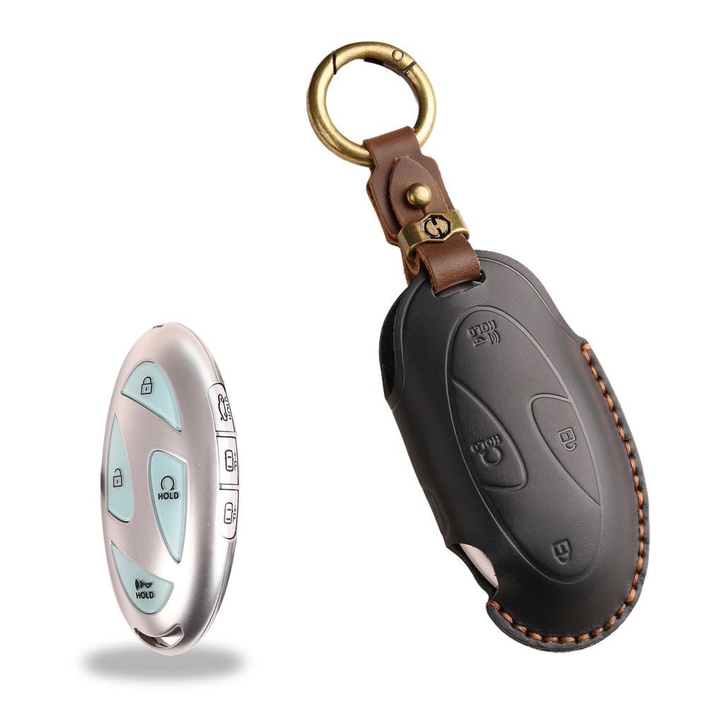 The New Retro Key Bag Is Suitable for Korean Hyundai Car Key Cover, Purely Handmade High-end Protective Shell Buckle, Cowhide.