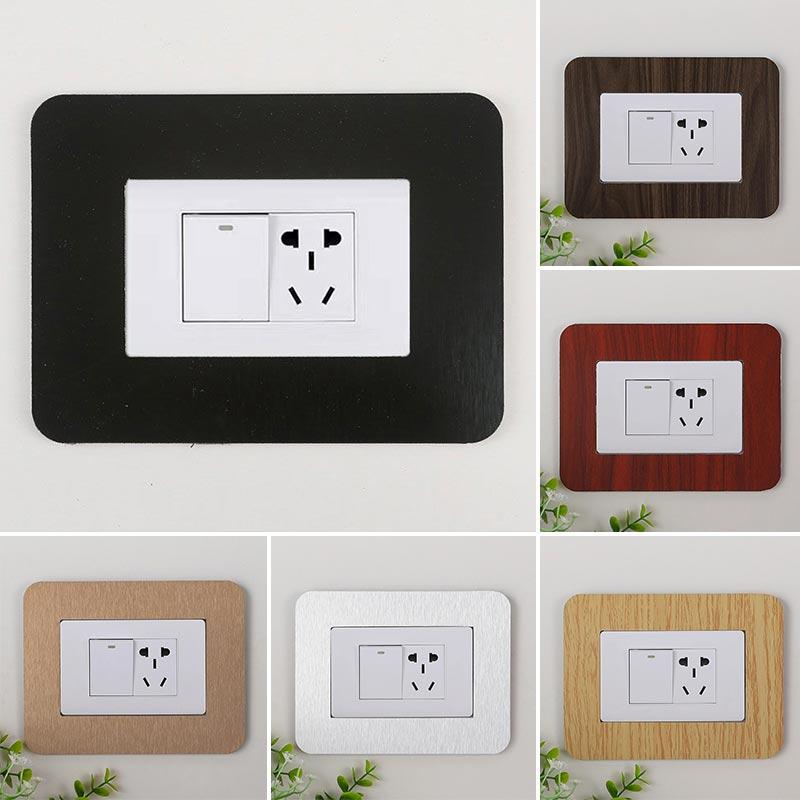 1PC Modern Light Switch Metal Sticker Decorative Switch Protective Cover Aluminum Socket Frame Cover Plug Surround Socket Plate