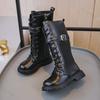 Autumn Children Knee Length Boots  British Girls Princess Boots Kids Zipper Comfortable Non Slip Solid Color Long Boots