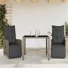 VidaXL 3 Pcs Garden Bistro Set Grey Cushions Poly Rattan 3277165