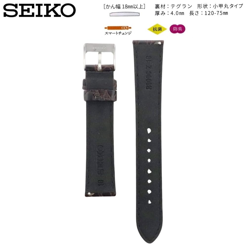 Seiko Watch Band 19mm Leather Men's Brown Strap with Care Instructions