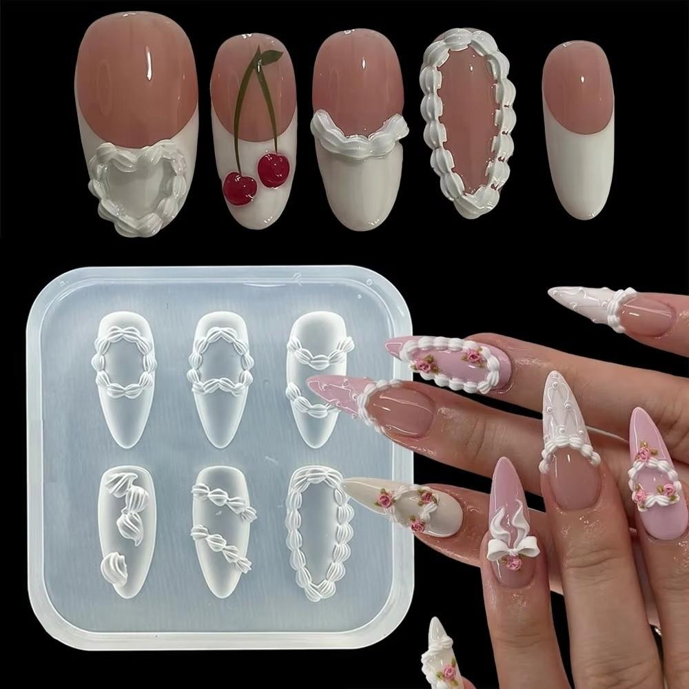 5-Blüten-Nagelgravurform 3D-Design 3D-Silikon-Nagelkunstformen Blüten-Nagelform Nagelkunst