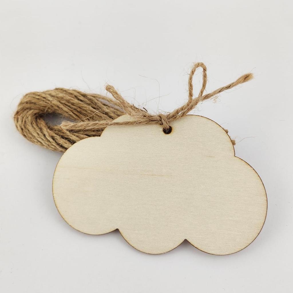 30 Pack 4 Inch Wood Cloud Cutouts Unfinished Wooden Cloud Hanging Ornaments DIY Cloud Craft Gift Tags for Home Party Decoration Craft Project