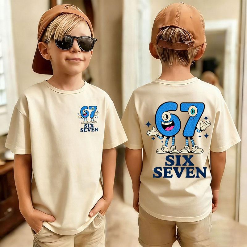 Cute Funny Six Seven Italian Brainrot 67 Number Graphic Print T-Shirt Boy/Girl Summer Short Sleeved Kids Tshirt Top Fan Gifts 110