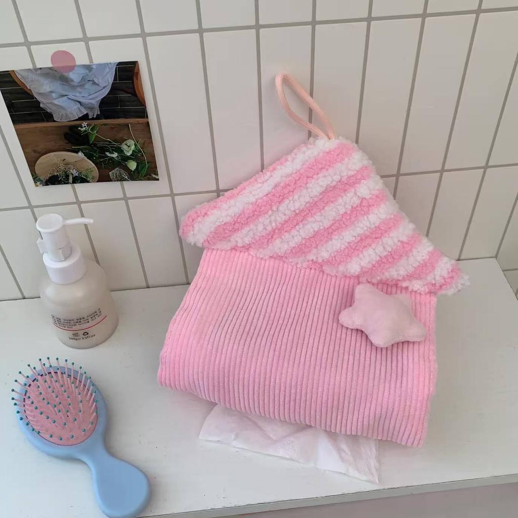 Creative Tissue Box Hanging Tissue Bag Small House Cute Fabricpaper Storage Bag Bathroom Napkin Holder Car Tissue Hanging Bag