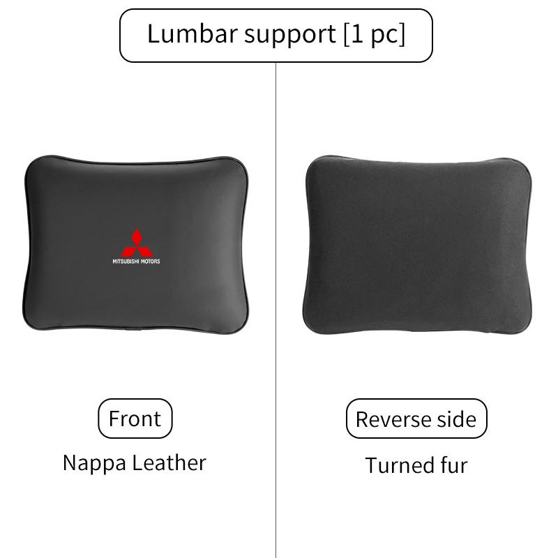 For Mitsubishi Car Leather Headrest Neck Support Seat Waist Cushion Pillow Auto Accessories Outlander Pajero Sport Lancer EX ASX RP4