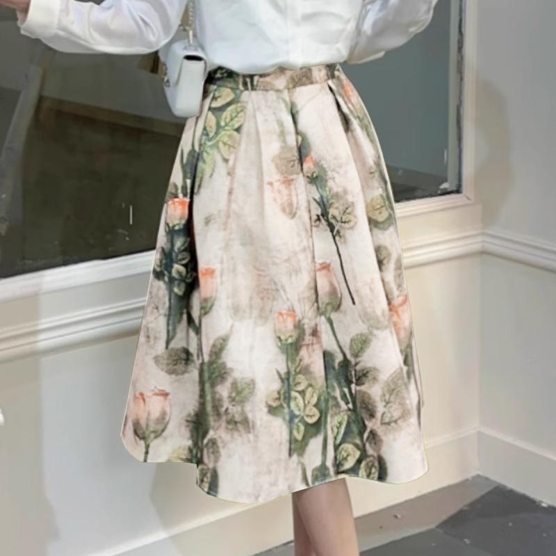 

ZANZEA Женские Элегантные Юбки А-силуэта с Цветочным Принтом и Эластичной Талией 2XL