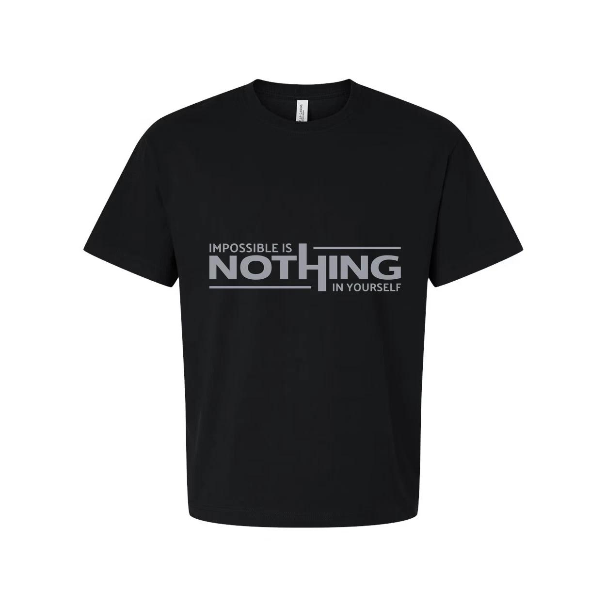 Unisex White T Shirt With Impossible Is Nothing In Yourself Graphic Print For Gy 4XL
