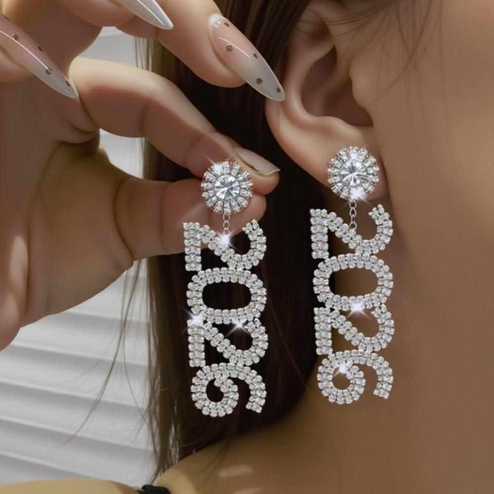 Crystal Drop Earrings High-Quality 2026 Earrings Rhinestone Earrings Long For Women'S Jewelry Christmas Party Special Events