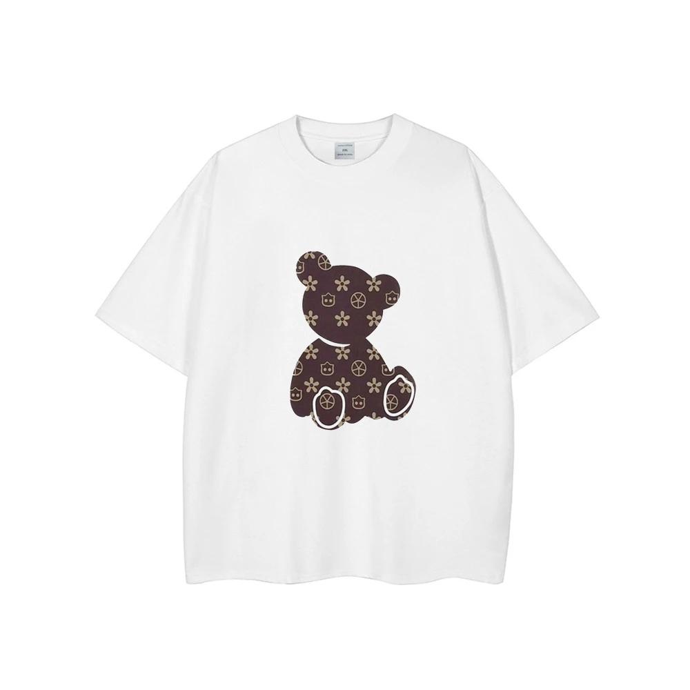 Schattig Cartoon Beer Bedrukt T-shirt voor Mannen Merk Luxe Ronde Hals Korte Mouw Tops T-shirt Casual Mannen T-shirts Oversized Kleding