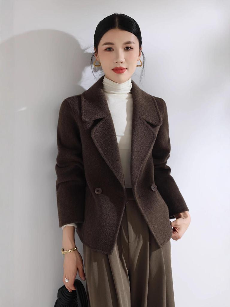 2025 Autumn/Winter Korean Style Short Double-Sided Wool Coat for Women - Fashionable, Versatile, and Loose Fit.