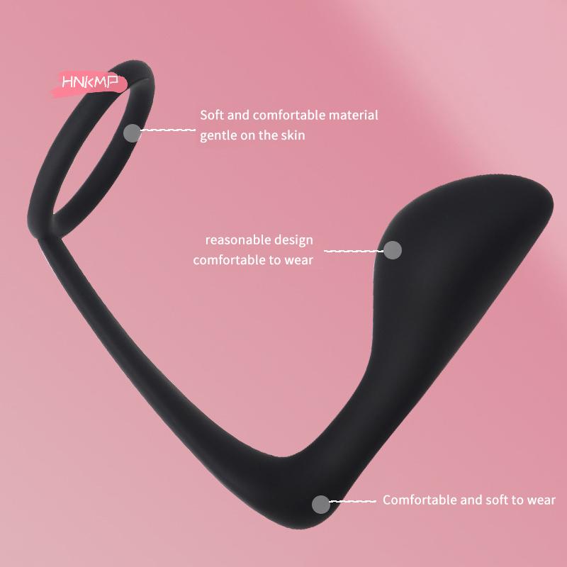1Pc Silicone Male Double Ring Prostate Massager Penis Ring Anal Plug Stimulator Adult Masturbator Male Sex Toys