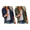 Versatile Women Jacket Solid Color Long Sleeve Lapel Coat Boyfriend Style Outerwear with Multiple Pockets