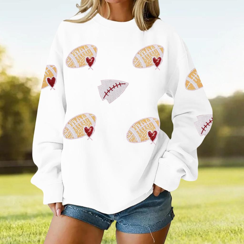 Ladies' Loose And Comfortable Casual Fashionable Rugby Print Sweatshirt