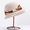 Wool hat women's autumn and winter versatile basin hat Australian wool retro elegant top hat rolled brim bucket hat