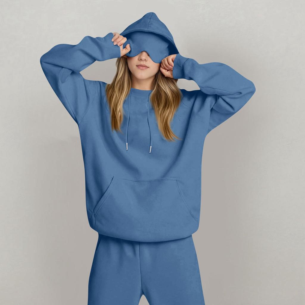 Unisex Hooded Sweatshirt With Built-in Eye Mask, Casual Long Sleeved, Color Sports Pullover, Loose Fit Sweatshirt