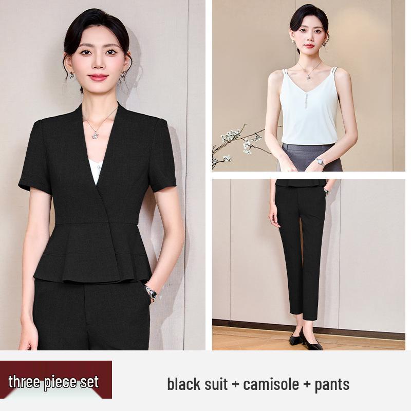 Women's Short Sleeve Professional Suit for Salon and Hotel Work