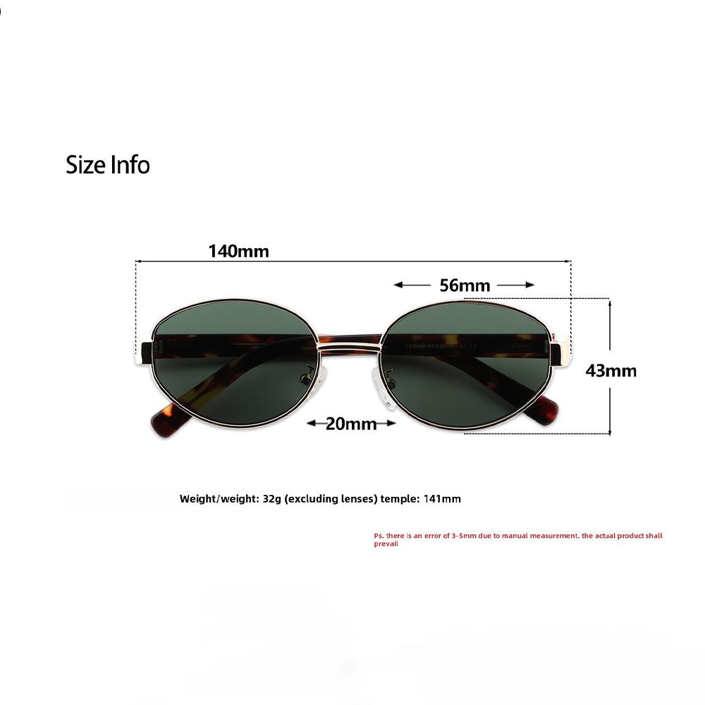 1pc Retro Oval Sunglasses for Women Men UV400 Protection Trendy Metal Classic Shades