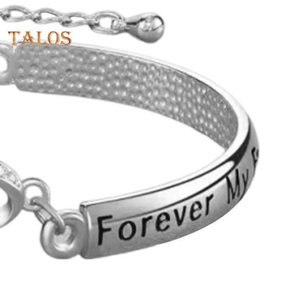 Damen-Armband mit Strasssteinen, Kleeblatt-Anhänger, Buchstabengravur, poliertes Kupfer, Geschenk für die Tochter, verstellbare Länge, Karabinerverschluss, Handgelenkschmuck für verschiedene