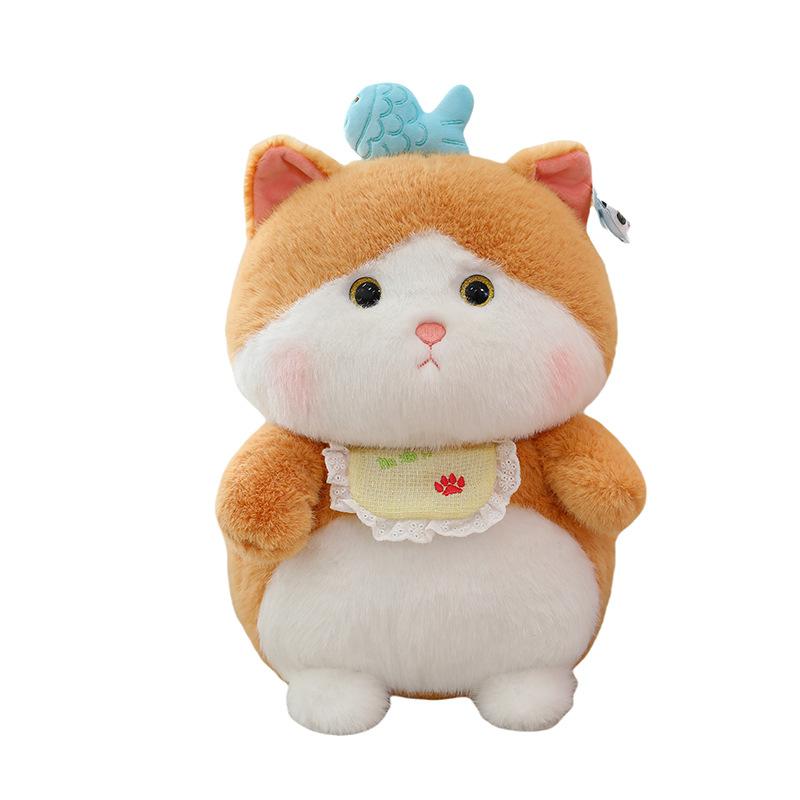 Cute Greedy Cat Doll Cartoon Little Fish Cat Plush Toy Doll Children's Rag Doll Birthday Gift