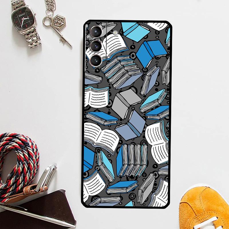 Read Books Illustration Case For Samsung Galaxy S25 Ultra S20 S21 S22 S23 Plus S24 Ultra S9 S10 S25 FE Cover Coque