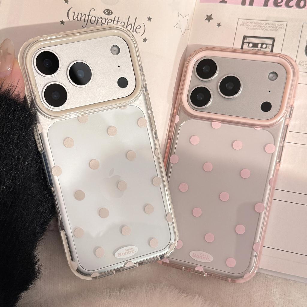 Solid Color Polka Dot IPhone17 Apple 16promax Mobile Phone Case Suitable for 14 Simple Japanese and Korean Style 13 Transparent 15 Soft Ke